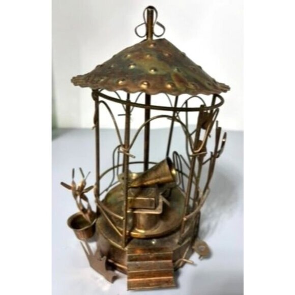 Vtg Copper Music Box Carousel With Ornate Detailing And Rotating Base - Picture 1 of 7